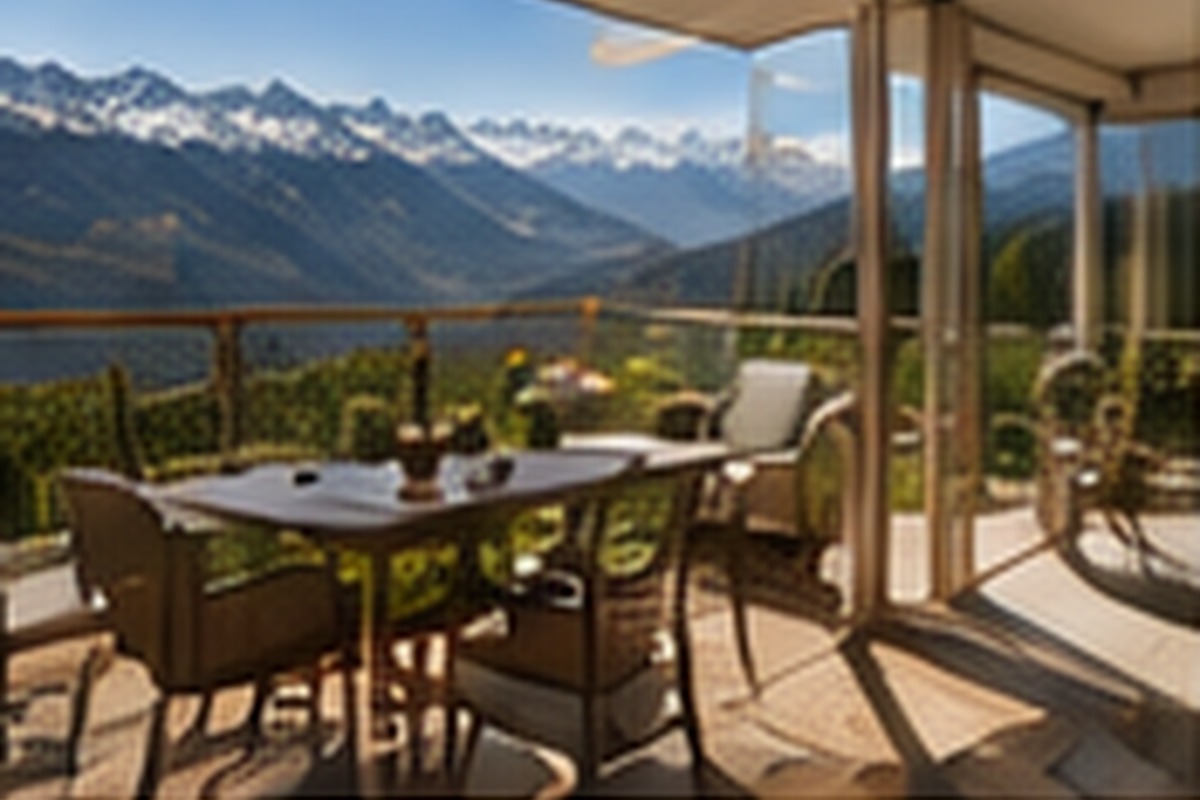 Representative sunny Alpine terrace and mountain view — not a specific property