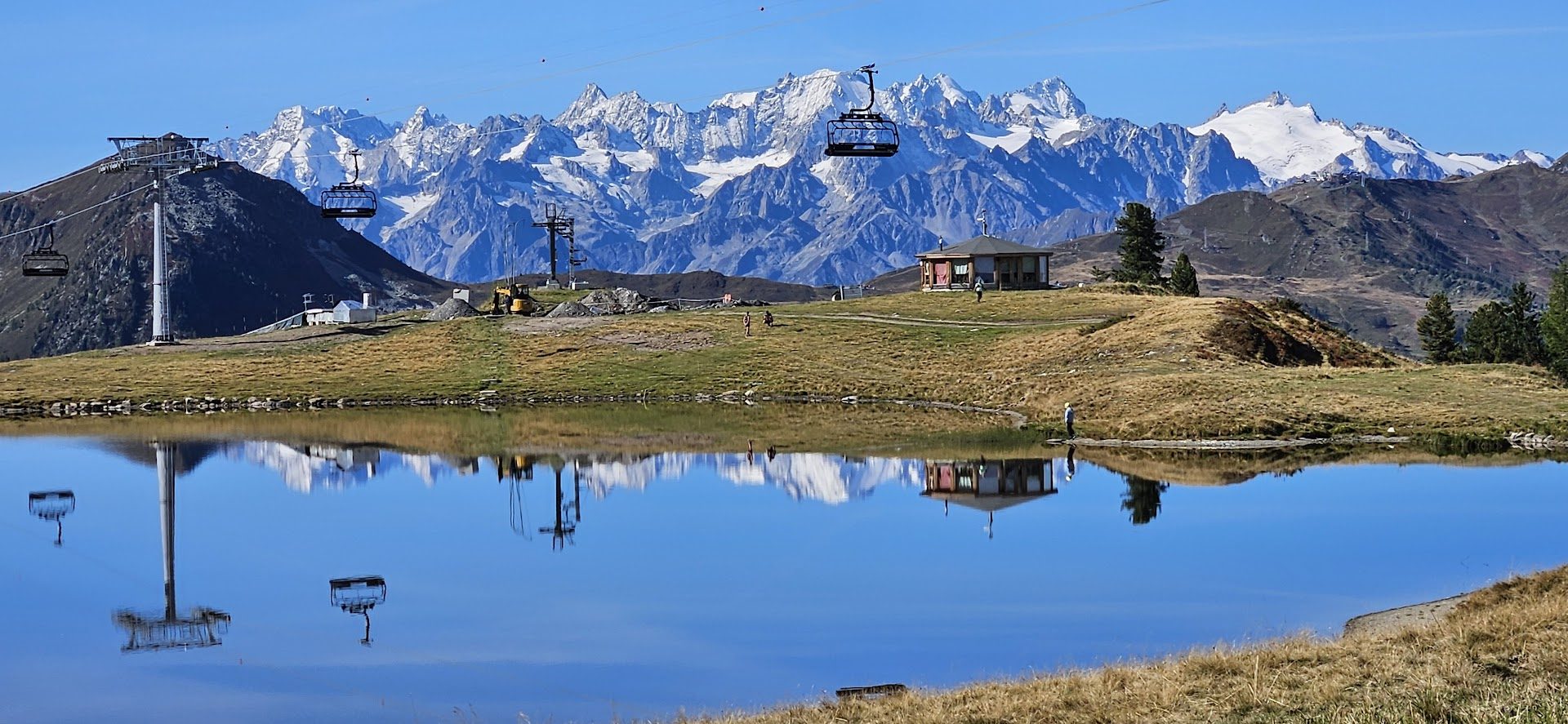 Haute-Nendaz village and Swiss Alps panorama in the 4 Vallées