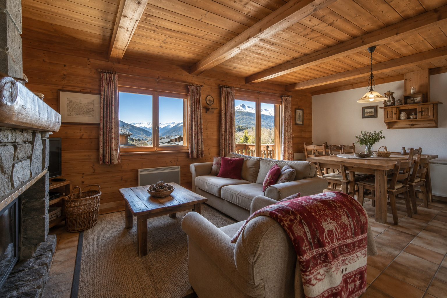 Repräsentatives warmes traditionelles Chalet-Interieur für eine Nendaz-Suche zwischen CHF 1 Mio. und 2 Mio.