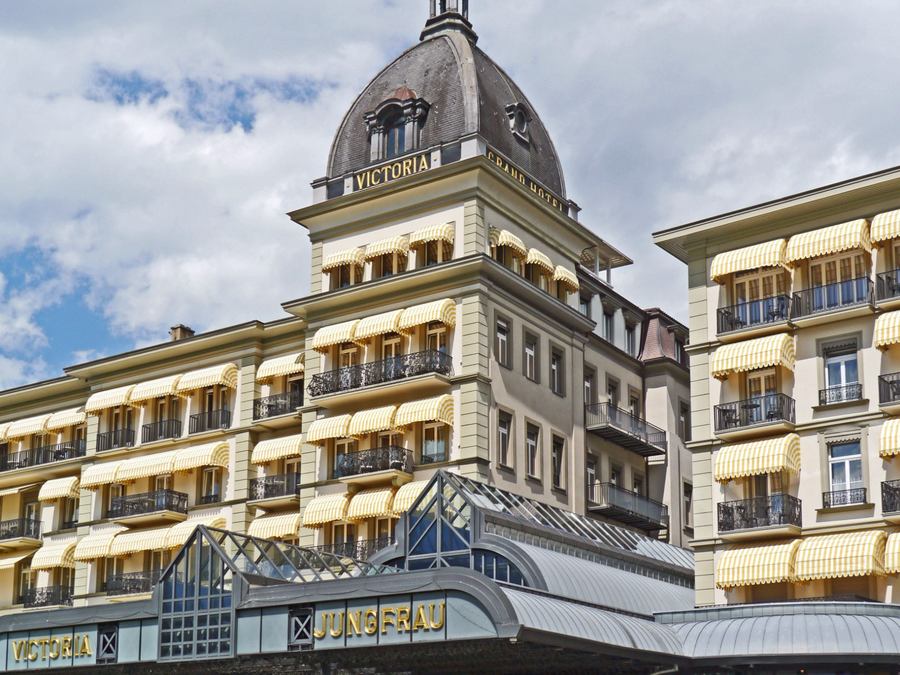 Historic luxury hotel architecture in Interlaken