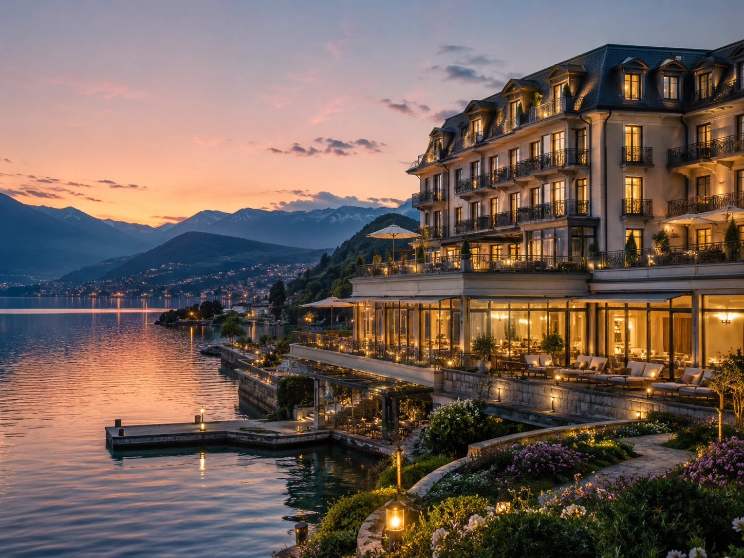 Illustratives Rendering eines Schweizer Hospitality-Objekts am See