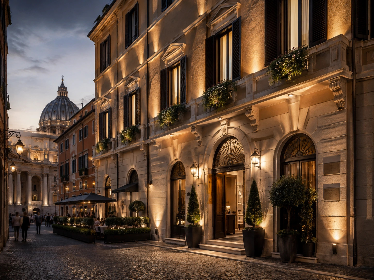 Illustratives Rendering eines Boutique-Hotels im Zentrum Roms