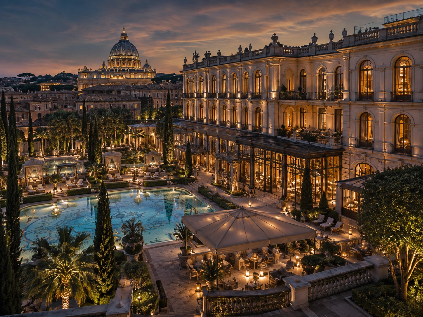 Illustratives Rendering eines Prime-Luxushotels in Rom